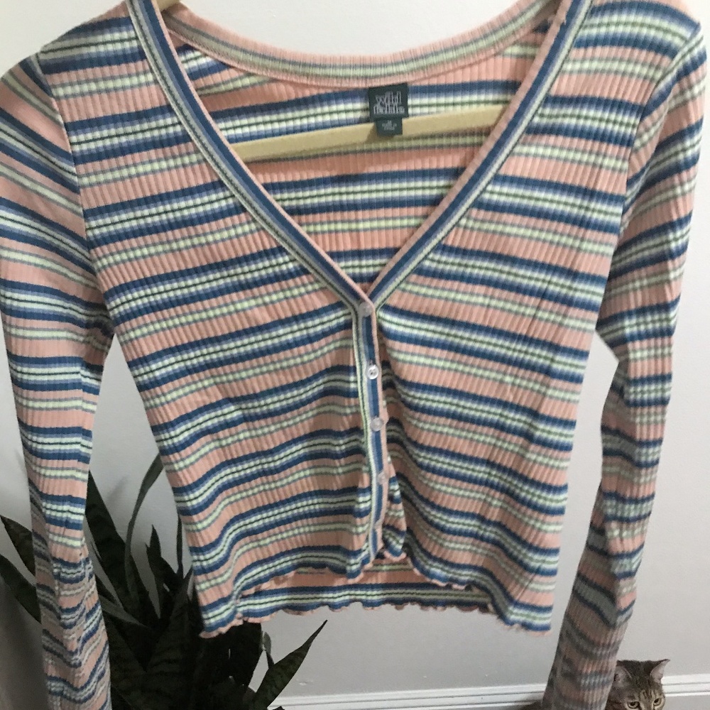 Wild Fable Striped Button Down Crop Top
